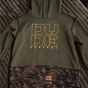 Dude Perfect Olive Green Hoodie with Camo Pocket